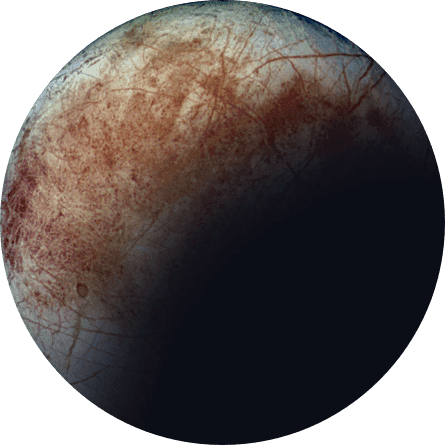 Europa: An icy celestial body with a smooth surface marked by fractures and ridges